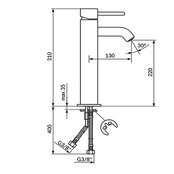 Slika Baterija ZERO visoka za lavabo i sudoperu JZ30109