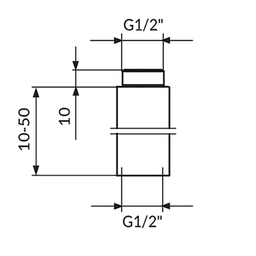 Slika Hromirani nastavak 1/2" 15 mm produžetak