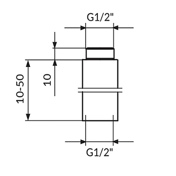 Slika Hromirani nastavak 1/2" 20 mm produžetak