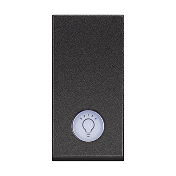 Slika Bticino Classia prekidač običan 1M 10AX 250V osvetljen LED 230V simbol sijalice crni RAL 9011 RG4001LA