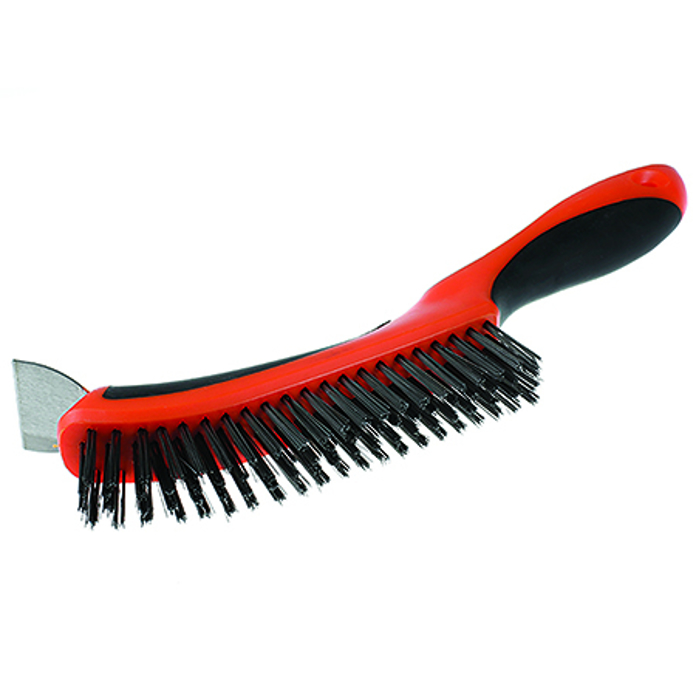 Slika Čelična četka 4 reda sa strugačem 300 mm PVC drška