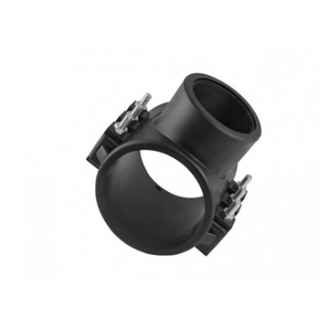 Plastična sedlasta obujmica 110 mm sa 2 1/2" unutrašnjim navojem za bočni priključak na PE cev