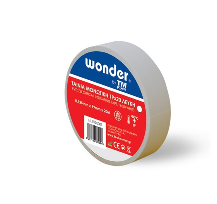 Slika Traka izolir bela WONDER 0,125x19 mm 20 m