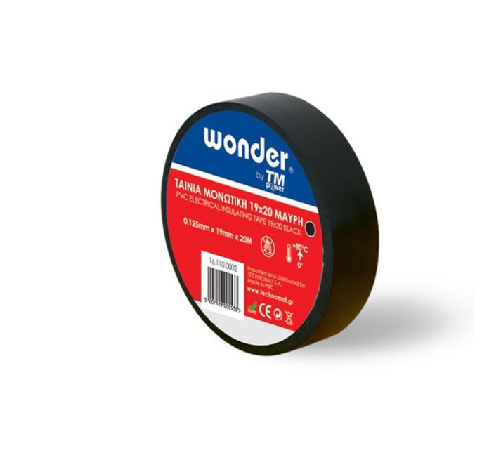 Slika Traka izolir crna WONDER 0,125x19 mm 20 m
