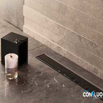 Slika Tuš kanalica CONFLUO FRAMELESS LINE-550 crno staklo