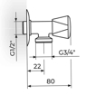 Slika Ek ventil za veš mašinu 1/2"×3/4" Rosan virbla BLACK A590034B