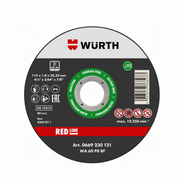 Slika Rezna ploča WURTH RED LINE za inox 115 x 1,0 x 22,23 mm